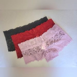 PINK Floral Lace Cheeky Boyshort- Med - NWT
